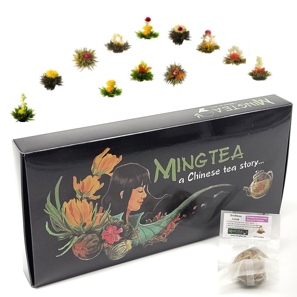 COFFRET CADEAU: 12 Fleurs de Thé + Petite Théière de 350ml