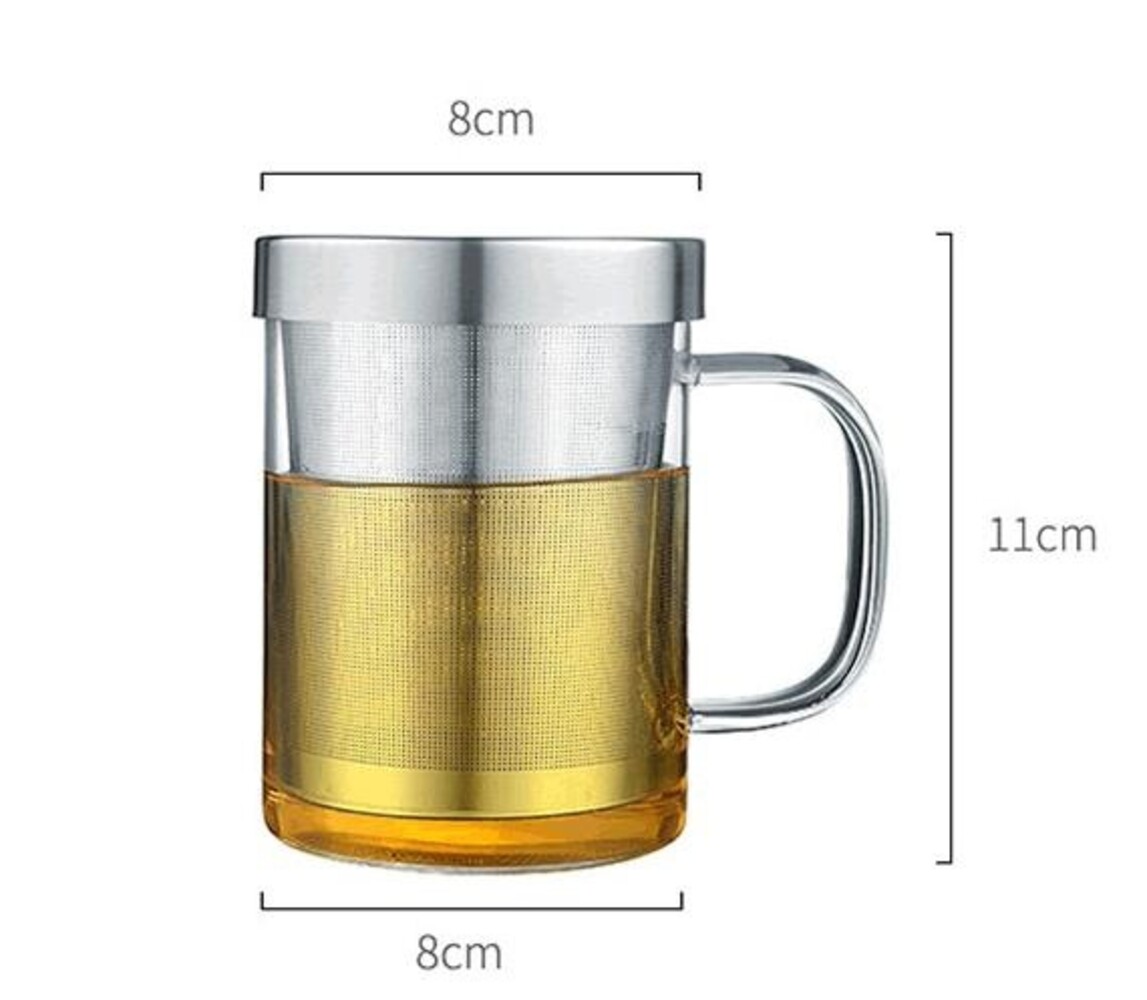 Theeglas met metalen filter 400ml Theeglas met metalen filter 400ml