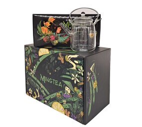 COFFRET CADEAU: 6 Fleurs de Thé + Petite Théière 350ml en Verre