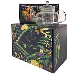 CADEAUBOX: 12 Theebloemen + JADE Theepot 600ml