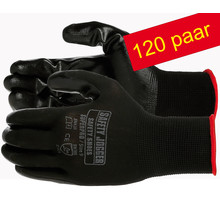 Superpro (120 Paar )  Naadloze Polyester handschoen met Nitrile coating maten ( 7-S ) en ( 10-XL )