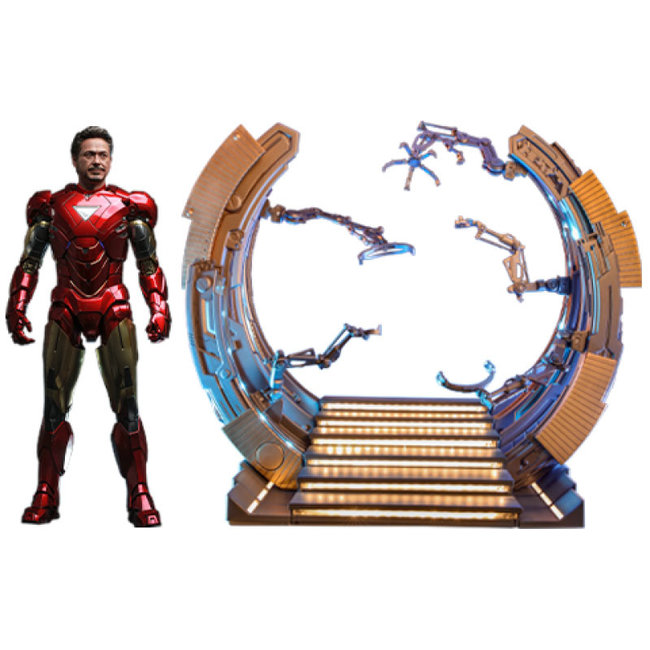 Marvel's The Avengers Movie Masterpiece Diecast Actionfigur 1/6 Iron Man Mark VI (2.0) mit Suit-Up Gantry 32 cm