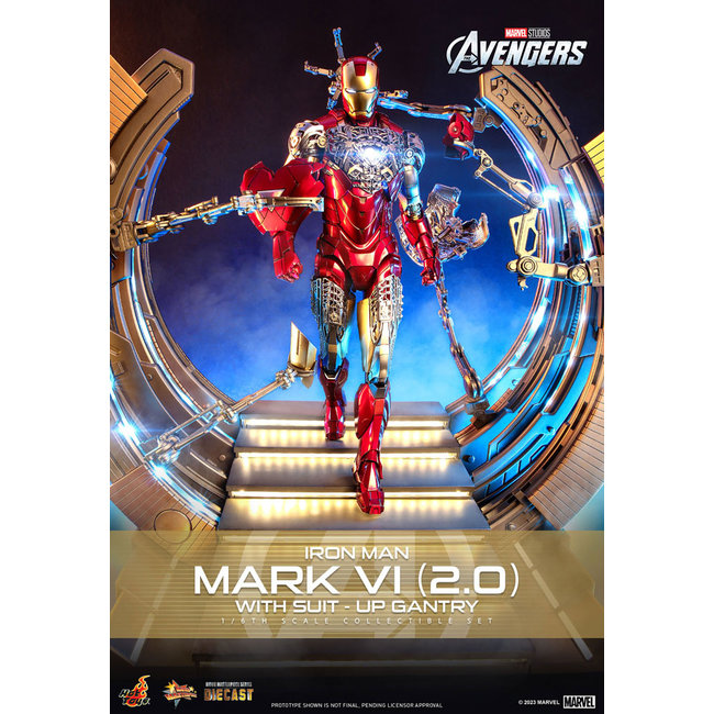 Marvel's The Avengers Movie Masterpiece Diecast Action Figure 1/6 Iron Man Mark VI (2.0) with Suit-Up Gantry 32 cm