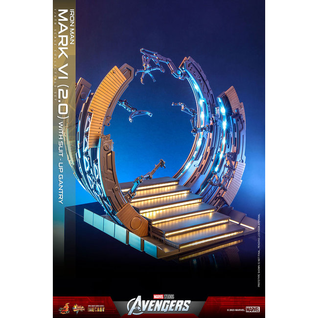 Marvel's The Avengers Movie Masterpiece Diecast Action Figure 1/6 Iron Man Mark VI (2.0) with Suit-Up Gantry 32 cm