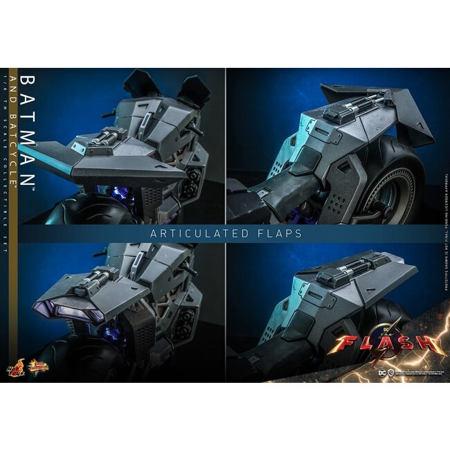 The Flash Movie Masterpiece Action Figure wih Vehicle 1/6 Batman & Batcycle Set 30 cm