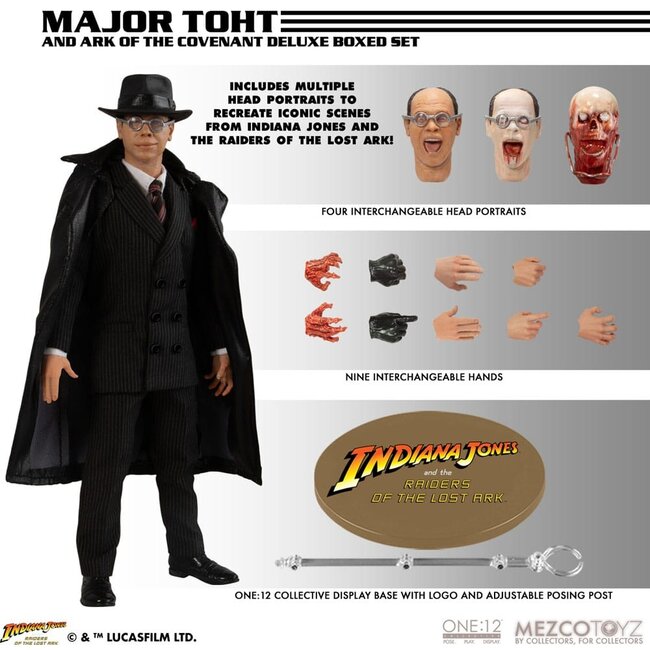 Mezco Toys Indiana Jones Actionfigur 1/12 Major Toht und Ark of the Covenant Deluxe Boxset 16 cm