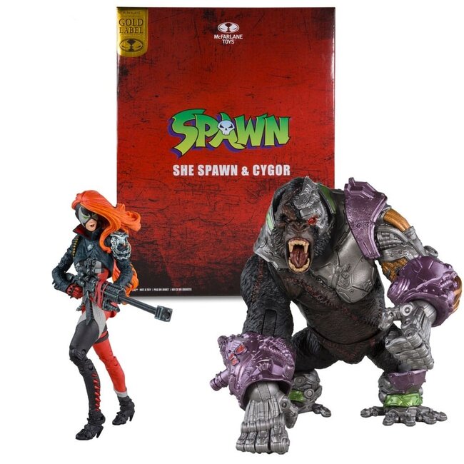 Spawn Actionfiguren 2er Pack She Spawn & Cygor (Gold Label) 18 cm