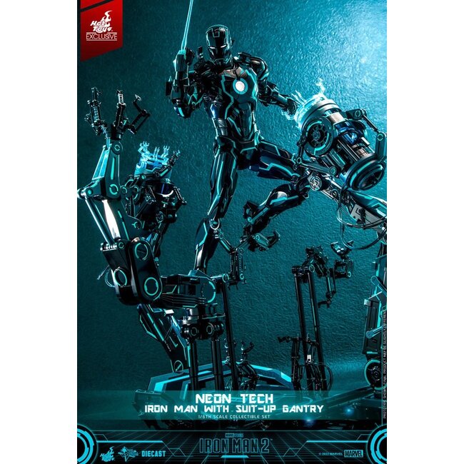 Iron Man 2 Actionfigur 1/6 Neon Tech Iron Man mit Suit-Up Gantry 32 cm