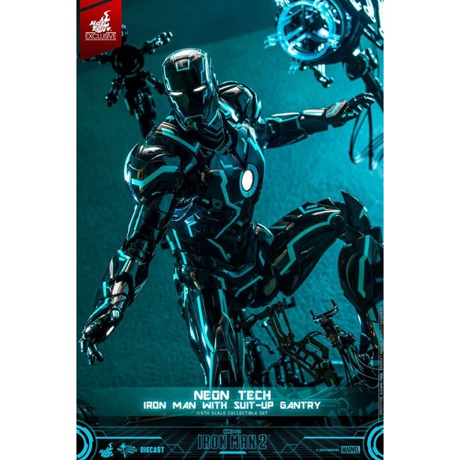 Iron Man 2 Actionfigur 1/6 Neon Tech Iron Man mit Suit-Up Gantry 32 cm