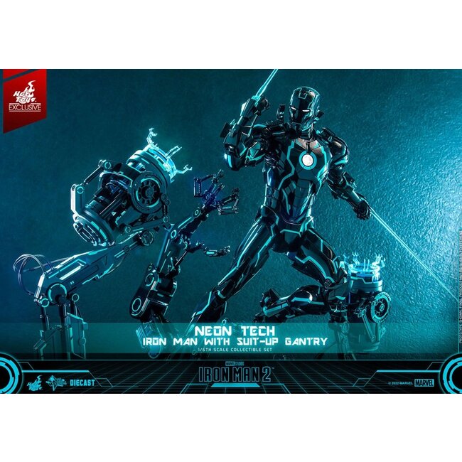 Iron Man 2 Action Figure 1/6 Neon Tech Iron Man with Suit-Up Gantry 32 cm