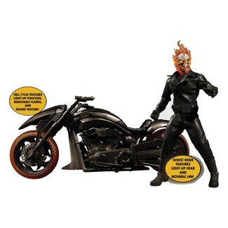 Mezco Toys Ghost Rider Action Figure & Vehicle with Sound & Light Up 1/12 Ghost Rider & Hell Cycle