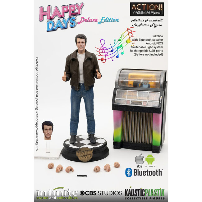 Happy Fays Fonzie Deluxe 1/6 Action Figure w/ real working Jukebox