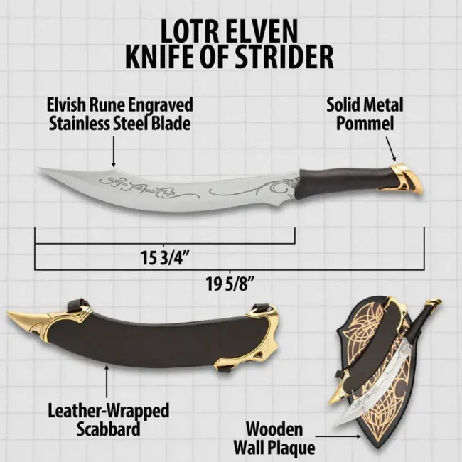 LOTR Replik 1/1 Elfenmesser von Aragorn 50 cm