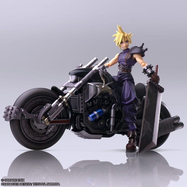 Final Fantasy VII Bring Arts Actionfigur und Fahrzeug Cloud Strife & Hardy-Daytona 15 cm