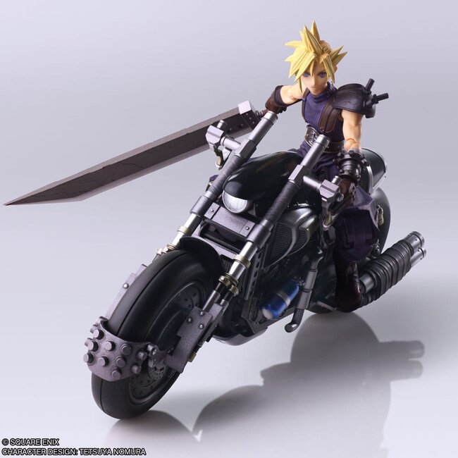 Final Fantasy VII Bring Arts Actionfigur und Fahrzeug Cloud Strife & Hardy-Daytona 15 cm