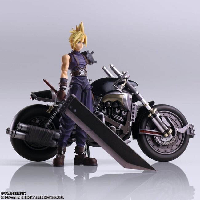 Final Fantasy VII Bring Arts Actionfigur und Fahrzeug Cloud Strife & Hardy-Daytona 15 cm