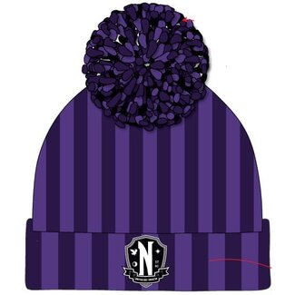 Heroes Inc Wednesday Pom-Pom Beanie Nevermore Logo