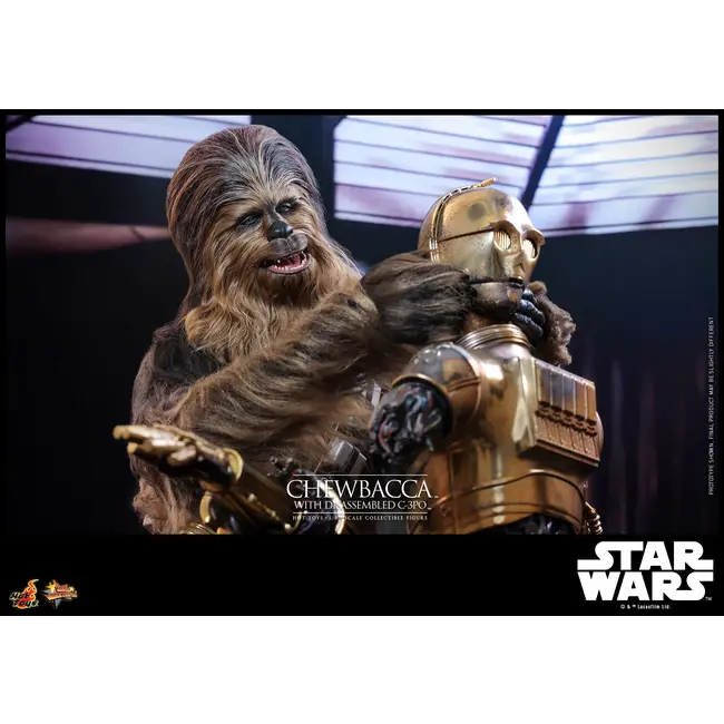 Star Wars Episode V Movie Masterpiece Action Figure 1/6 Chewbacca with Disassembled C-3PO 36 cm