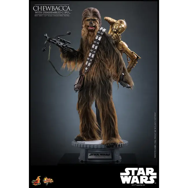 Star Wars Episode V Movie Masterpiece Action Figure 1/6 Chewbacca with Disassembled C-3PO 36 cm