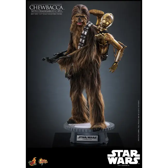 Star Wars Episode V Movie Masterpiece Action Figure 1/6 Chewbacca with Disassembled C-3PO 36 cm
