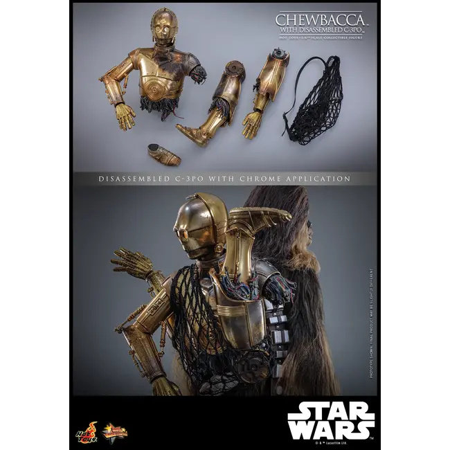 Star Wars Episode V Movie Masterpiece Action Figure 1/6 Chewbacca with Disassembled C-3PO 36 cm