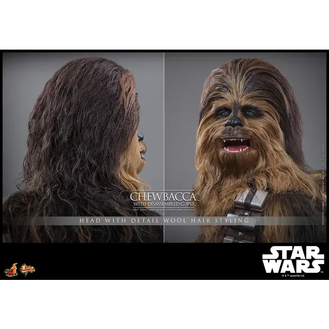 Star Wars Episode V Movie Masterpiece Action Figure 1/6 Chewbacca with Disassembled C-3PO 36 cm