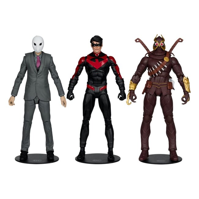 DC Multiverse Action Figure 3-Pack Nightwing vs. Talon & Owl (Batman: The Court of Owls) (Gold Label) 18 cm
