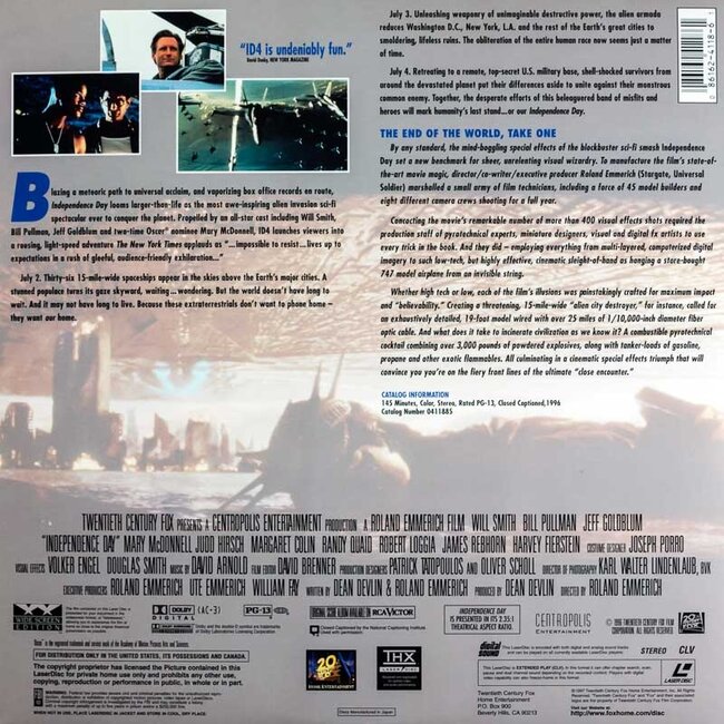 Independence Day: ID4 (1996) CLV THX Laserdisc