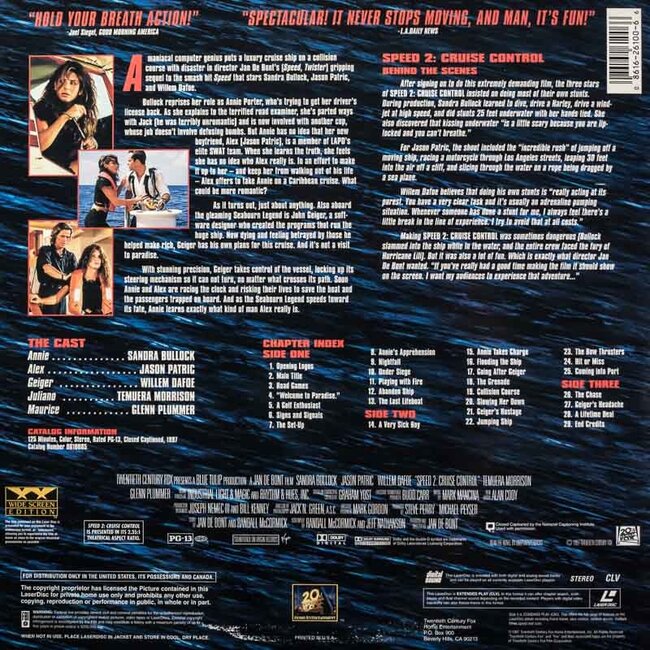 Speed 2: Cruise Control (1997) CLV Laserdisc