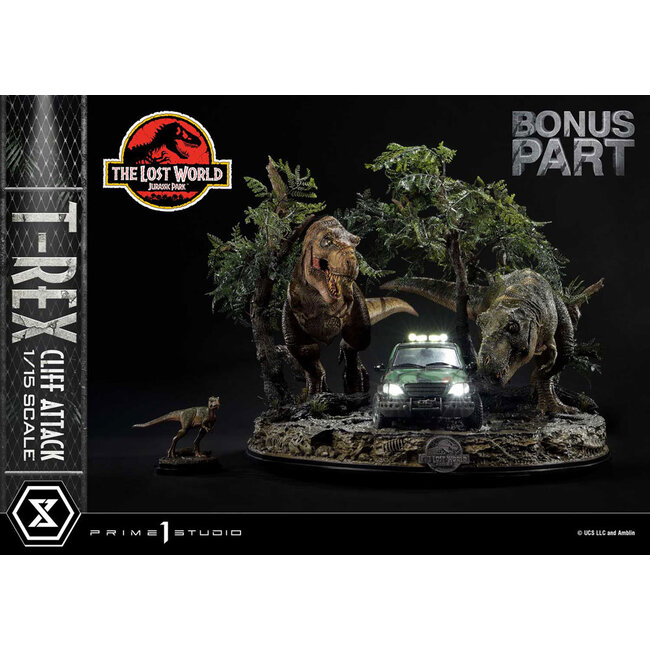 Jurassic World: Vergessene Welt Statue 1/15 T-Rex Cliff Attack Bonus Version 53 cm