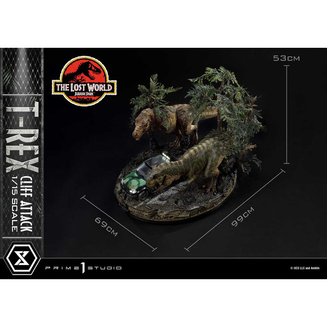 Jurassic World: Vergessene Welt Statue 1/15 T-Rex Cliff Attack Bonus Version 53 cm