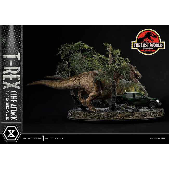 Jurassic World: Vergessene Welt Statue 1/15 T-Rex Cliff Attack Bonus Version 53 cm
