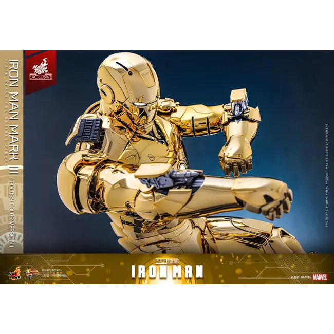 Iron Man Movie Masterpiece Diecast Action Figure 1/6 Iron Man Mark III (Gold Color Version) Hot Toys Exclusive 33 cm
