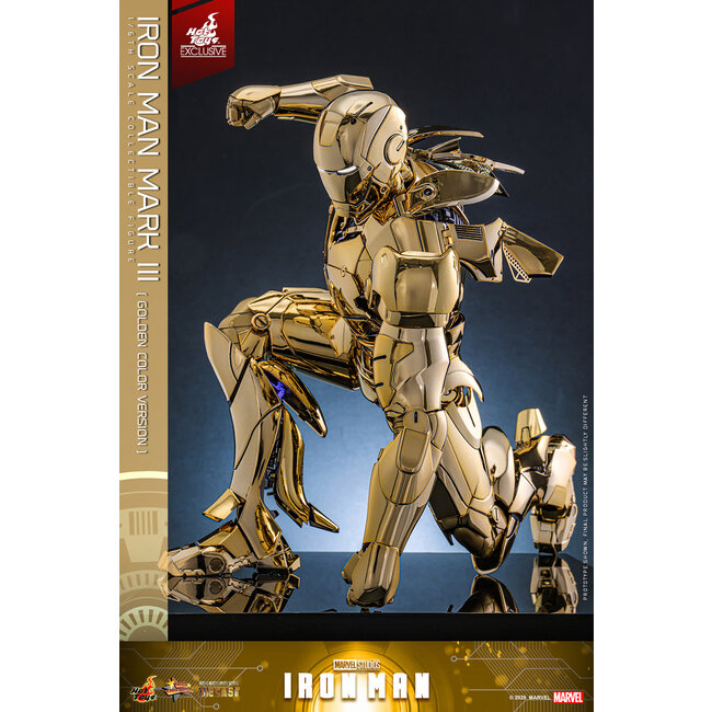 Iron Man Movie Masterpiece Diecast Action Figure 1/6 Iron Man Mark III (Gold Color Version) Hot Toys Exclusive 33 cm