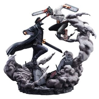 Sega Chainsaw Man Statue Super Situation Figure Chainsaw Man vs. Samurai Sword 26 cm
