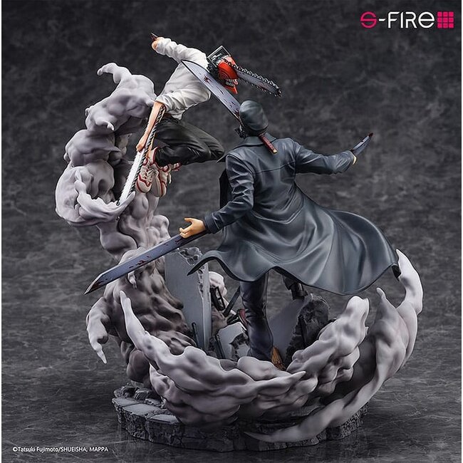 Chainsaw Man Statue Super Situation Figure Chainsaw Man vs. Samurai Sword 26 cm