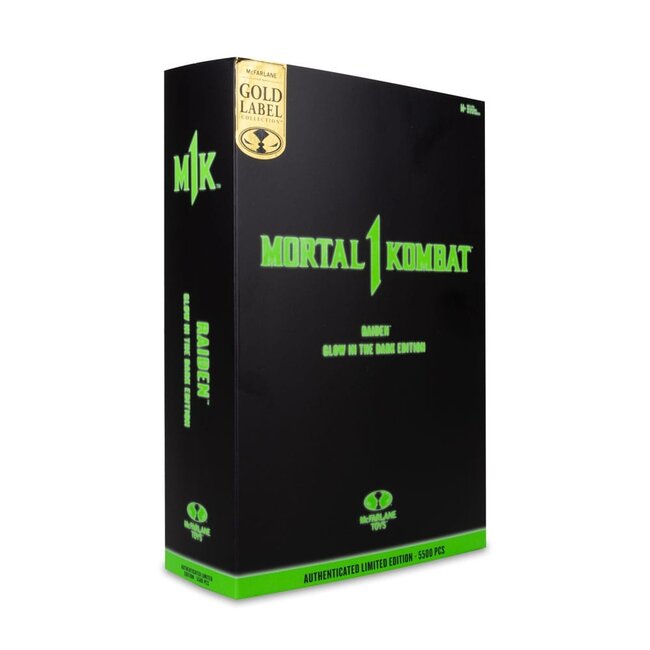 Mortal Kombat Actionfigur Glow in the Dark Edition Raiden (Gold Label) 18 cm