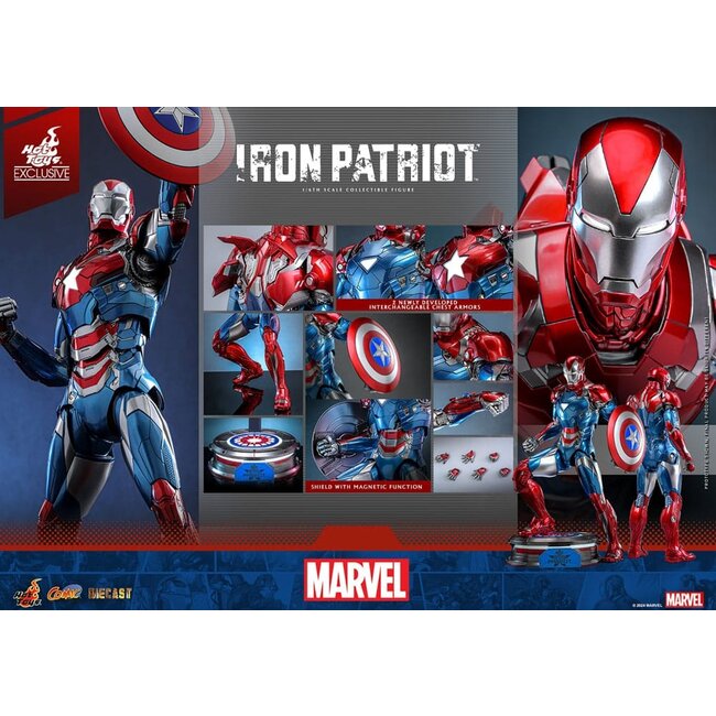 Marvel Comic Diecast Masterpiece Actionfigur 1/6 Iron Patriot Hot Toys Exklusiv 32 cm