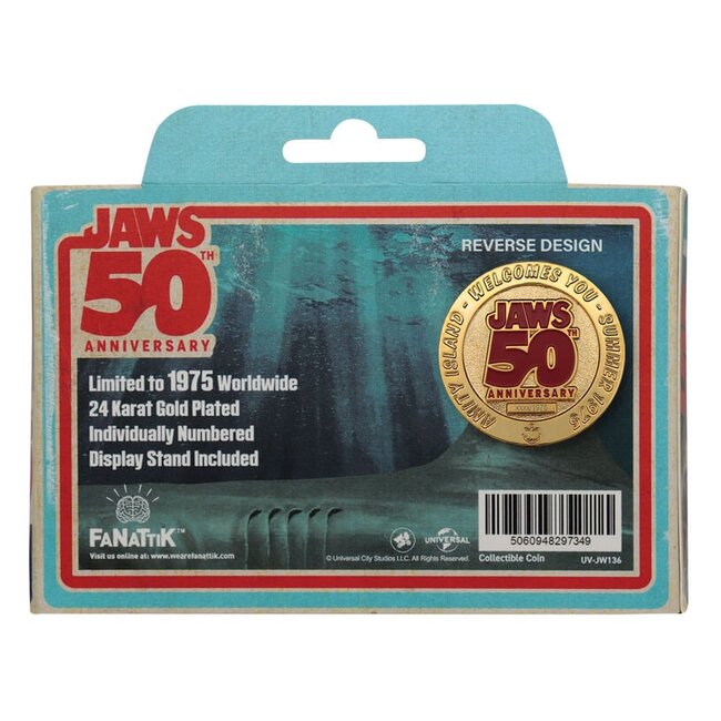 Jaws Collectable Coin 50th Anniversary 24k Gold Plated Limited Edition