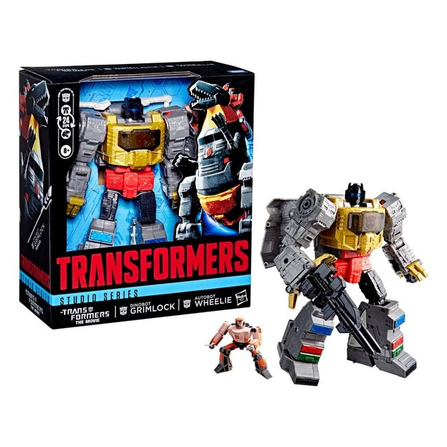 Die Transformers: The Movie Studio Series Leader Class Actionfigur Dinobot Grimlock & Autobot Wheelie 22 cm