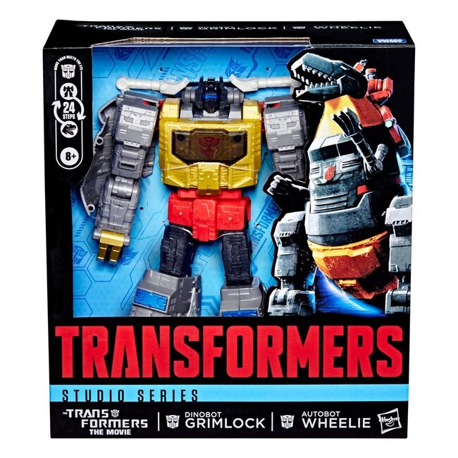 Die Transformers: The Movie Studio Series Leader Class Actionfigur Dinobot Grimlock & Autobot Wheelie 22 cm