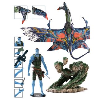 McFarlane Toys Avatar: The Way of Water Action Figure Recom Quaritch & RDA Banshee (Gold Label)