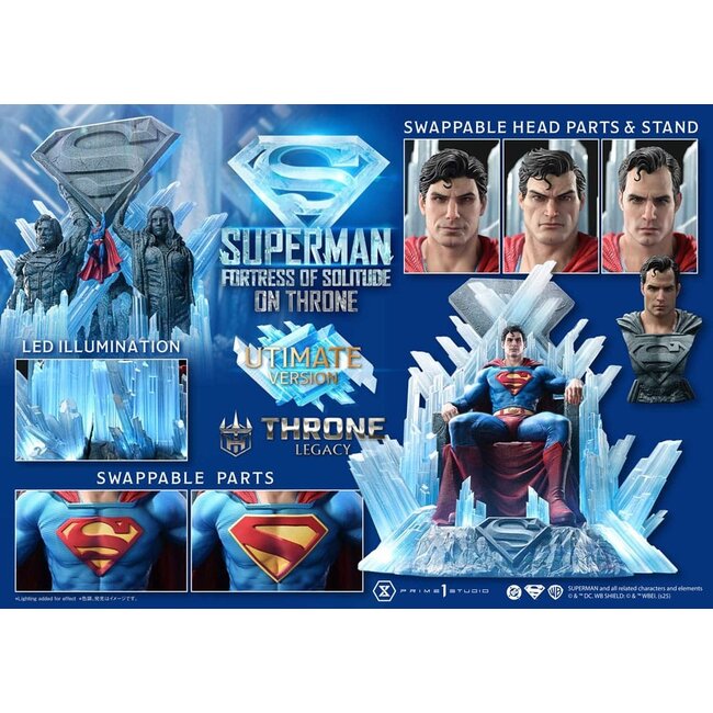 DC Comics Throne Legacy Collection Statue Statue 1/4 Superman Fortress of Solitude on Throne (Design by Gabriele Dell'Otto) Ultimate Version 52 cm