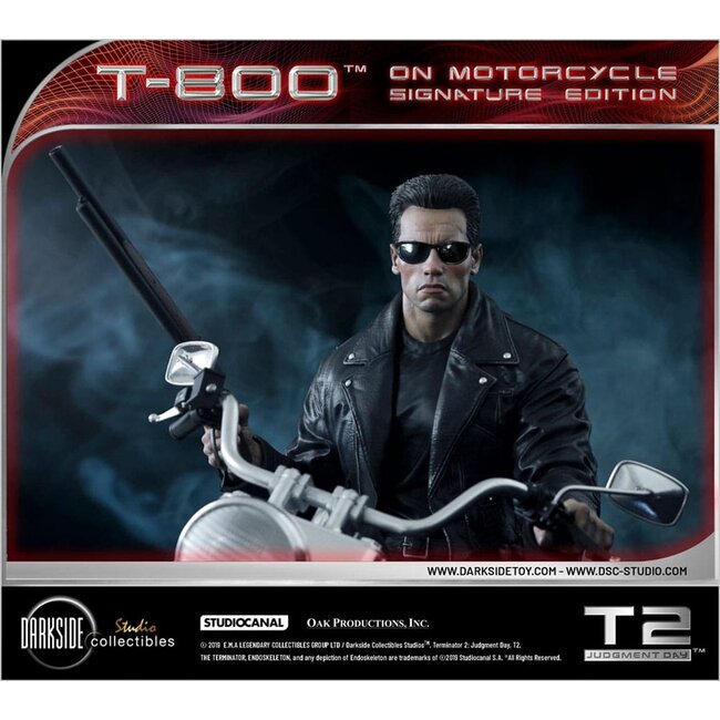 Terminator 2 Statue T-800 auf Motorrad, limitierte Signature Edition, 70 cm