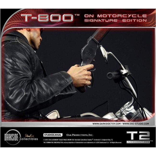 Terminator 2 Statue T-800 auf Motorrad, limitierte Signature Edition, 70 cm