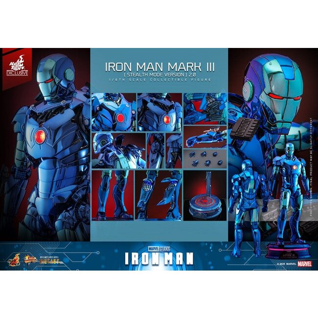 Iron Man Movie Masterpiece Diecast Action Figure 1/6 Iron Man Mark III (Stealth Mode Ver.) 2.0 Hot Toys Exclusive 33 cm