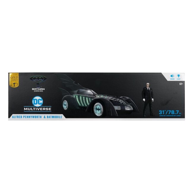 Batman Forever DC Multiverse Actionfigur mit Fahrzeug Alfred Pennyworth & Batmobil (Gold Label) 79 cm