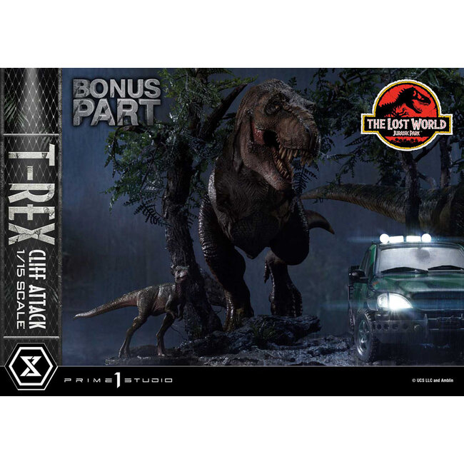 Jurassic World: Vergessene Welt Statue 1/15 T-Rex Cliff Attack Bonus Version 53 cm