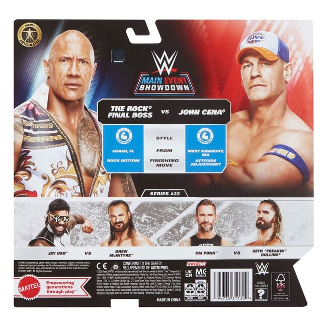 WWE Main Event Showdown Action Figures The Rock Final Boss vs John Cena 2-Pack 15 cm