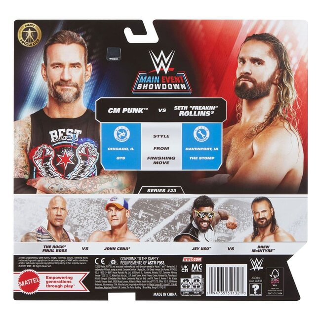WWE Main Event Showdown Actionfiguren CM Punk vs Seth "Freakin" Rollins 2er-Pack 15 cm